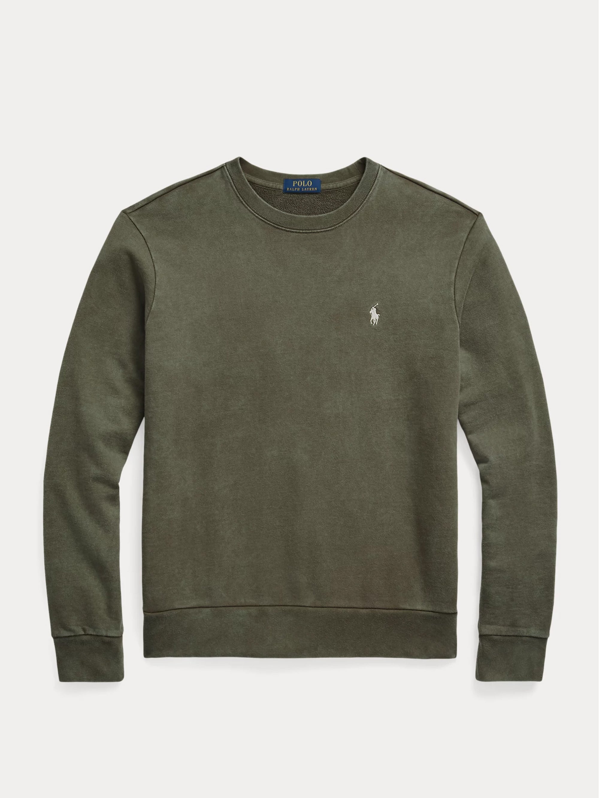 Grünes Loopback-Baumwoll-Sweatshirt mit Rundhalsausschnitt