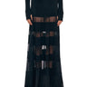 NORMA KAMALI-Gonna Lunga con Inserti in Rete Semitrasparente Nero-TRYME Shop