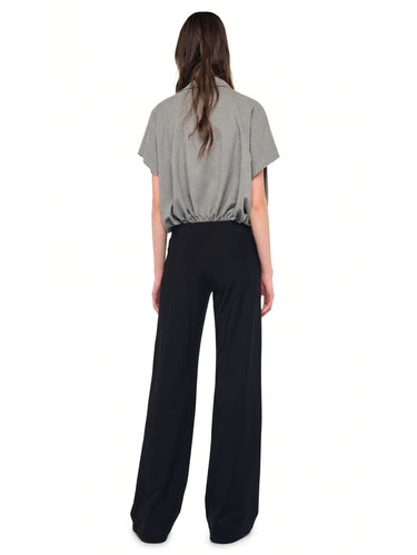 Pantaloni Ventre Piatto e Gamba Larga Nero