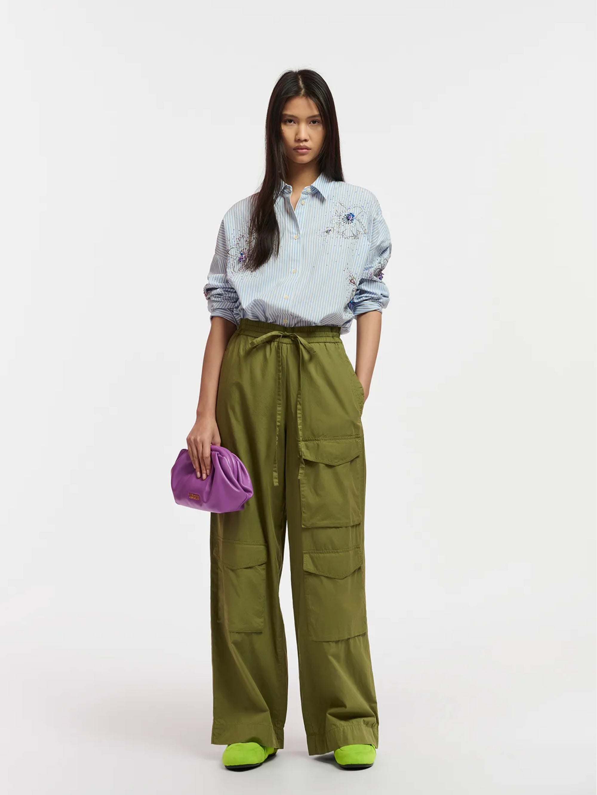 Khaki Cargo Pants with Drawstring