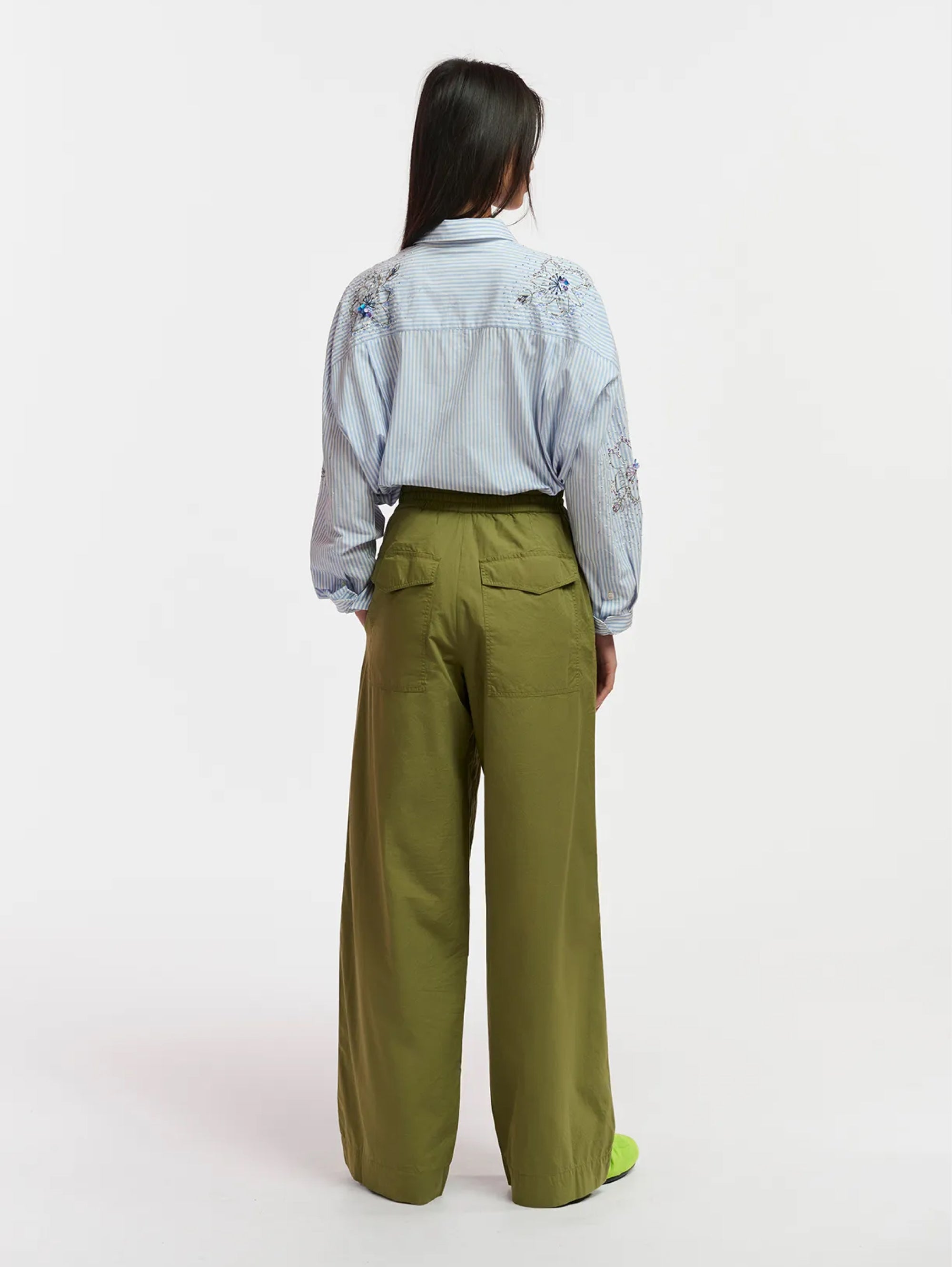 Pantaloni Cargo con Coulisse Khaki