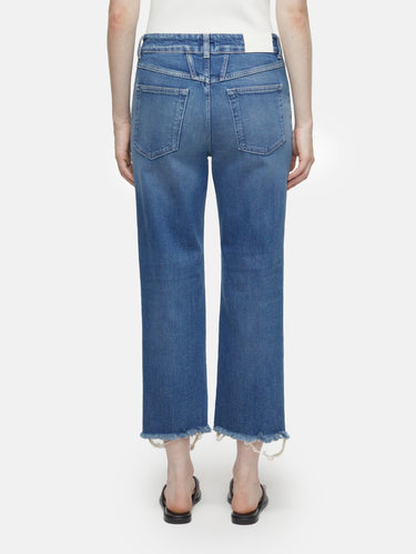 Slim fit jeans met rafelzoom Milo blauw