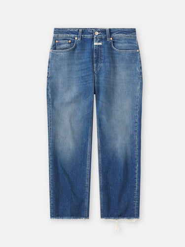 Slim fit jeans met rafelzoom Milo blauw