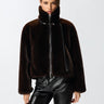 PINKO-Giacca in Tessuto Aspen Effetto Pelliccia Marrone-TRYME Shop