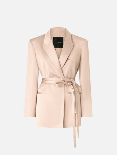 Blazer in Satin con Cintura Rosa