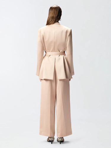 Blazer in Satin con Cintura Rosa