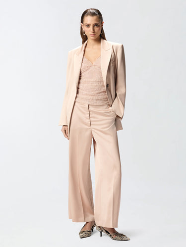Blazer in Satin con Cintura Rosa