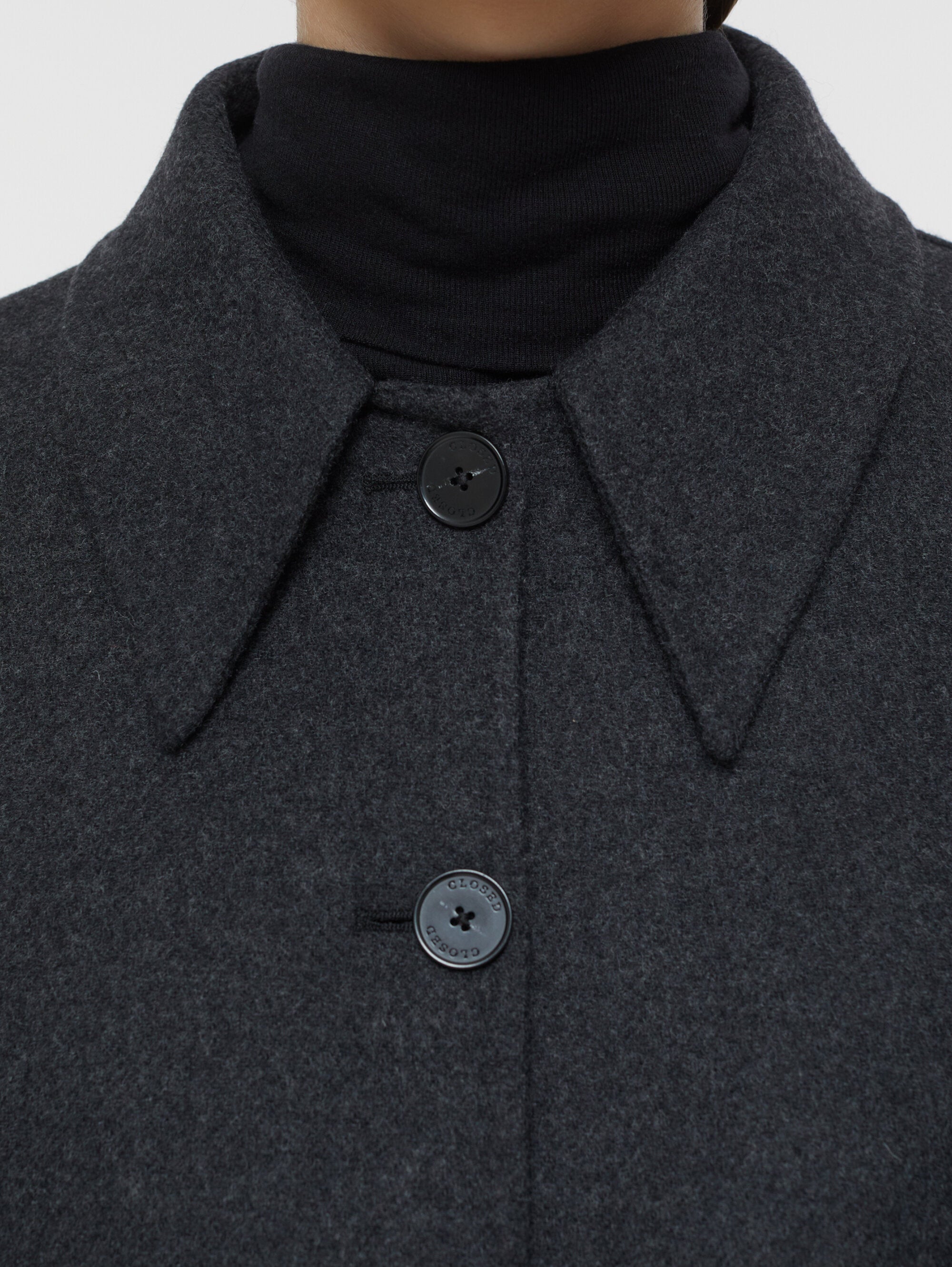 Short Jacket in Black Double Wool Cloth
