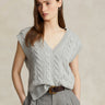 RALPH LAUREN-Gilet a Trecce in Misto Cashmere Grigio Melange-TRYME Shop