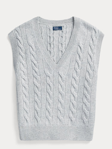 Gilet a Trecce in Misto Cashmere Grigio Melange