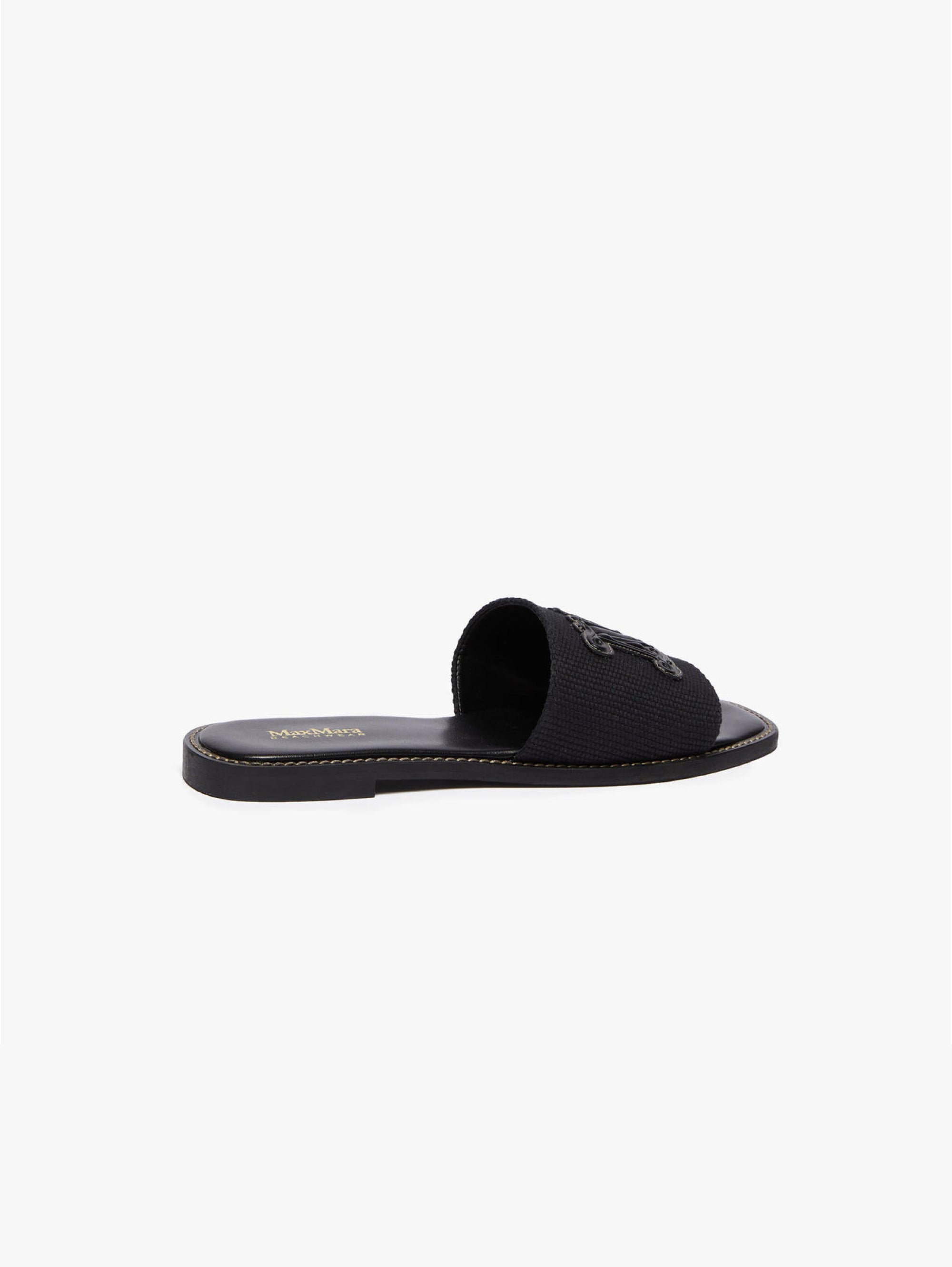 Slider-Sandalen aus Segeltuch mit schwarzem Monogramm