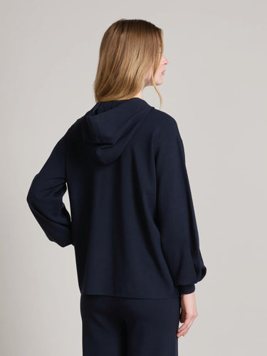 Sweatshirt mit Reißverschluss und Kapuze aus blauer Viskose