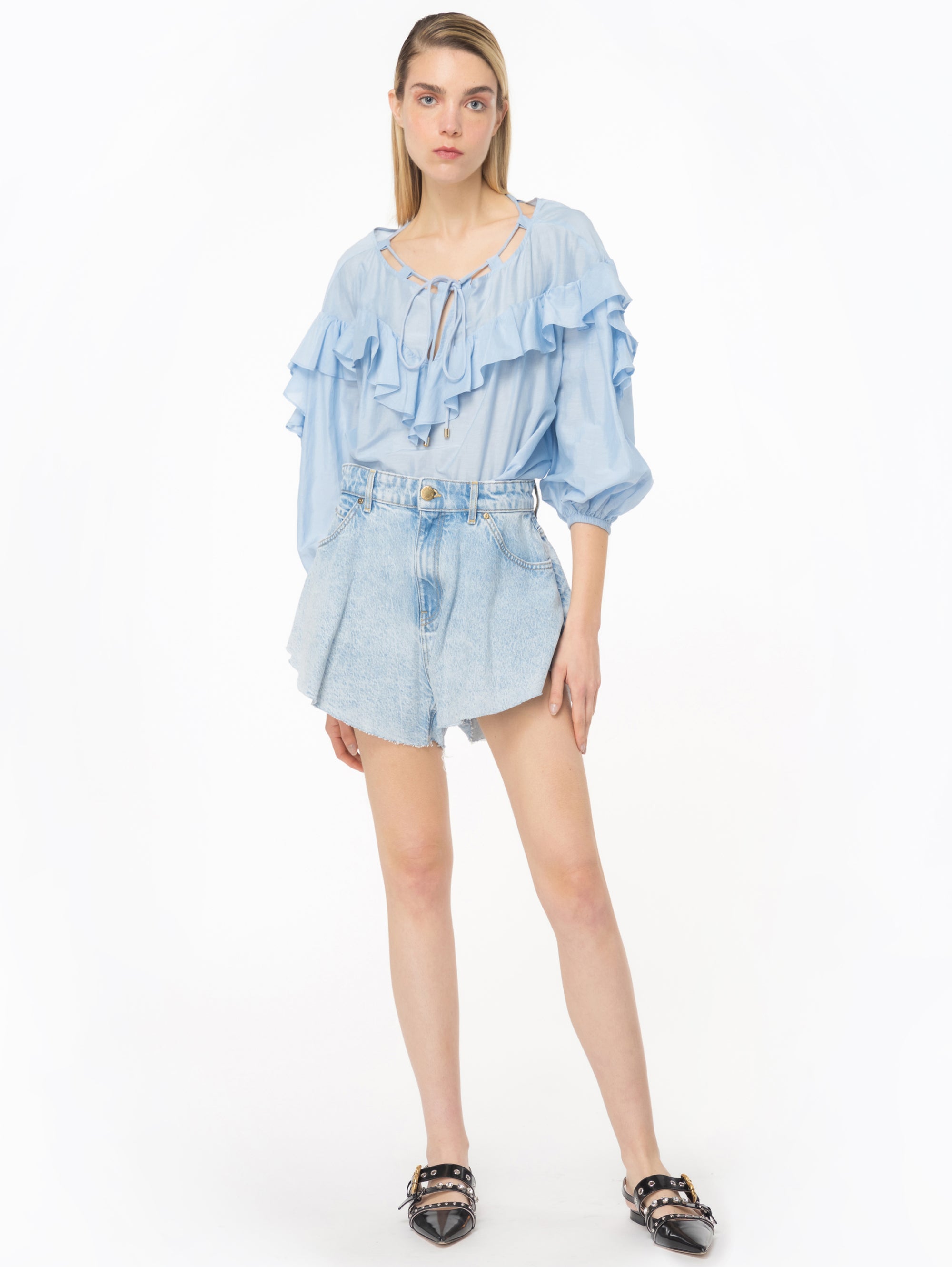 Shorts Butterfly in Denim Calma Blu