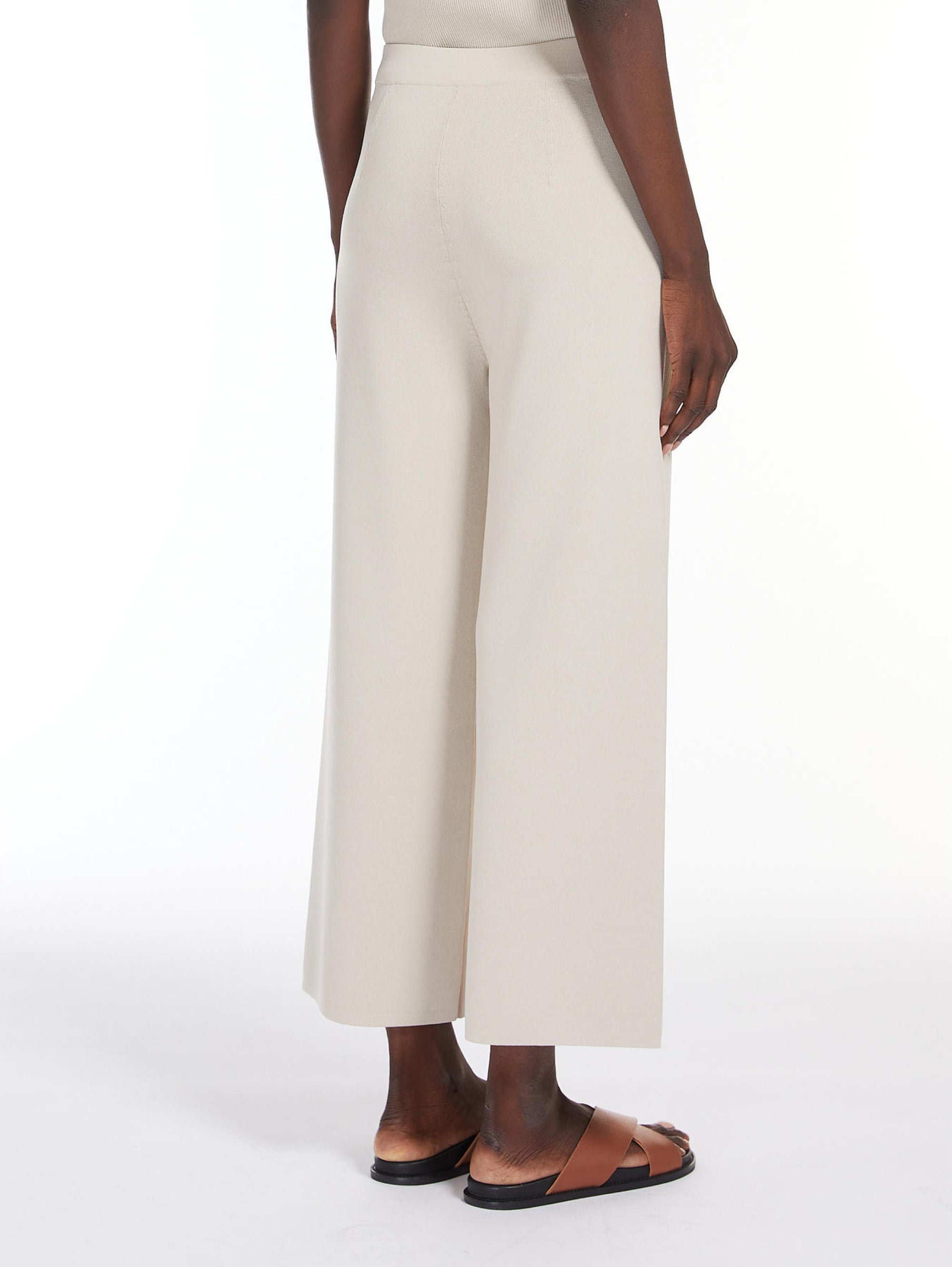 Cropped Trousers in Beige Womb Viscose