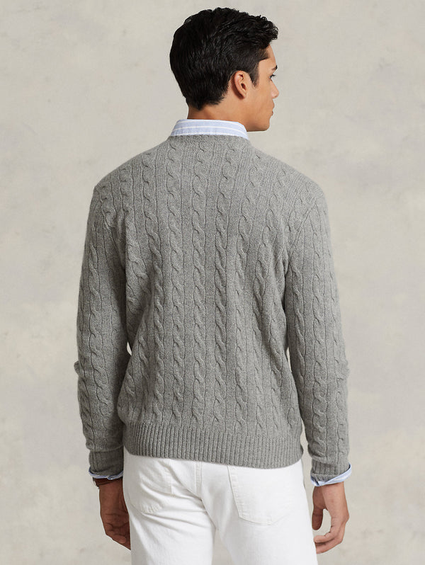 Maglia a Trecce Grigio Chiaro
