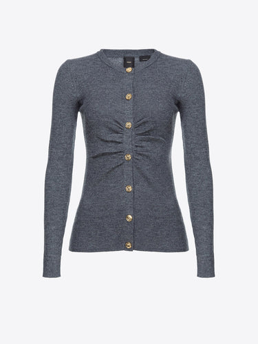 Cardigan con Bottoni Dorati Grigio