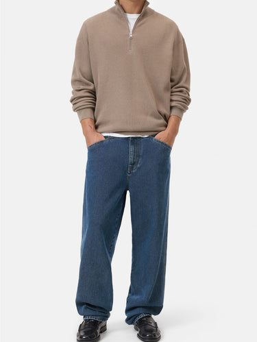 Pullover mit halbem Reißverschluss Beige