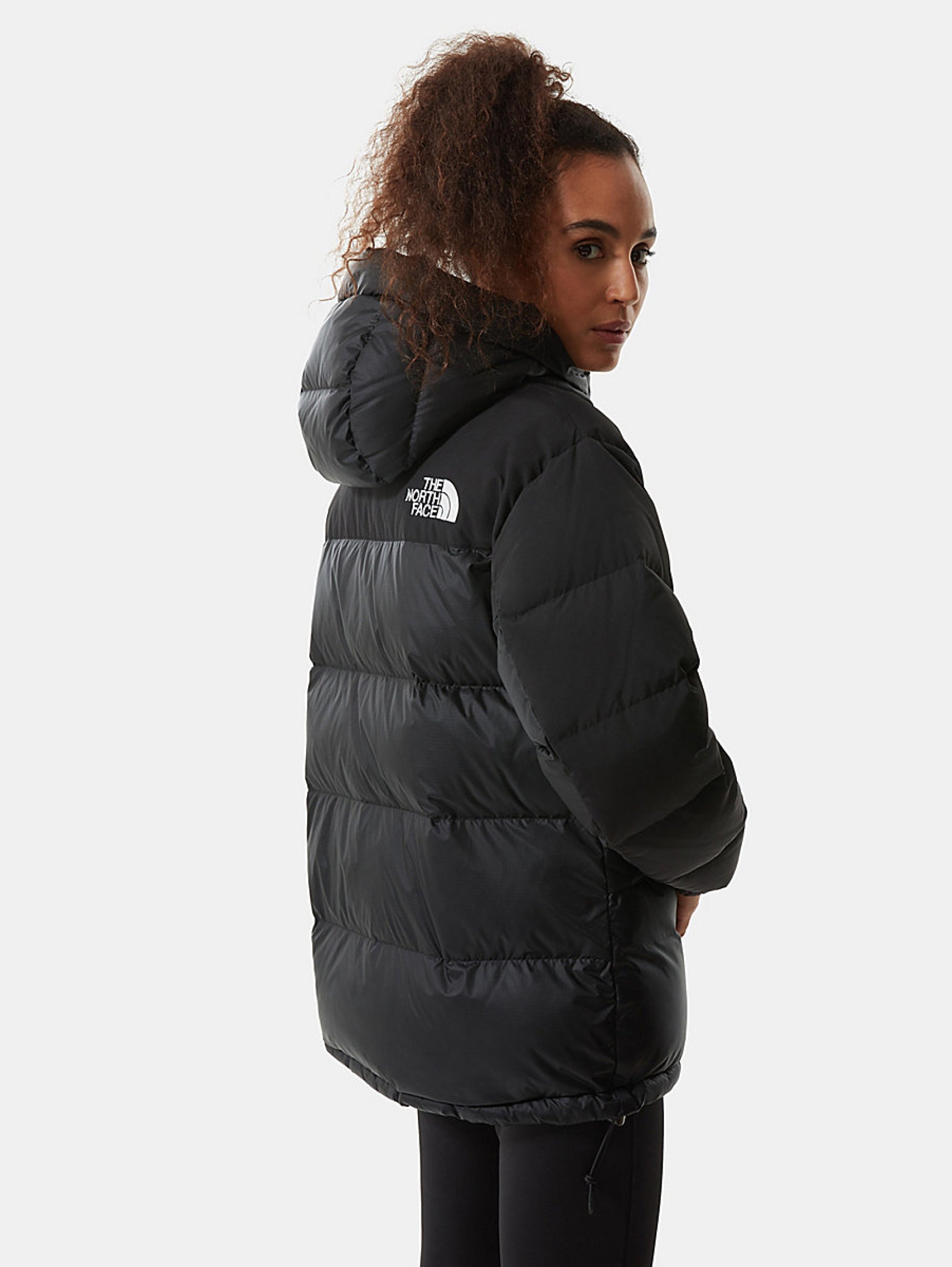 Oversized Down Jacket with Black Hood