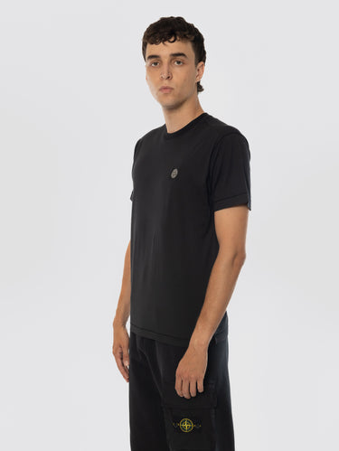 T-shirt met Patch Logo Compass op de Borst Zwart