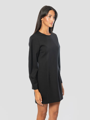 Kleid mit Puffärmeln aus leichter Wolle in Schwarz