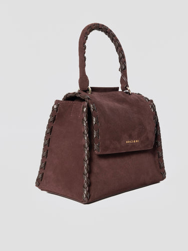 Borsa Sveva a Mano Piccola in Pelle Scamosciata Burgundy
