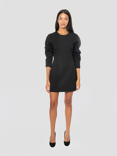 Kleid mit Puffärmeln aus leichter Wolle in Schwarz