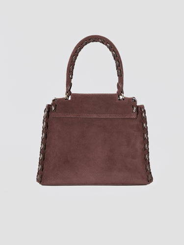 Borsa Sveva a Mano Piccola in Pelle Scamosciata Burgundy