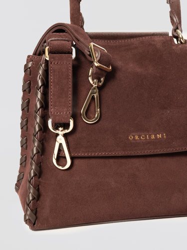 Borsa Sveva a Mano Piccola in Pelle Scamosciata Burgundy
