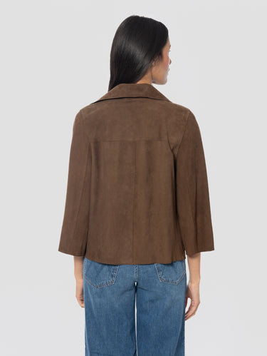 Chiodo in Pelle Scamosciata Marrone