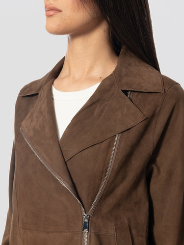 Chiodo in Pelle Scamosciata Marrone