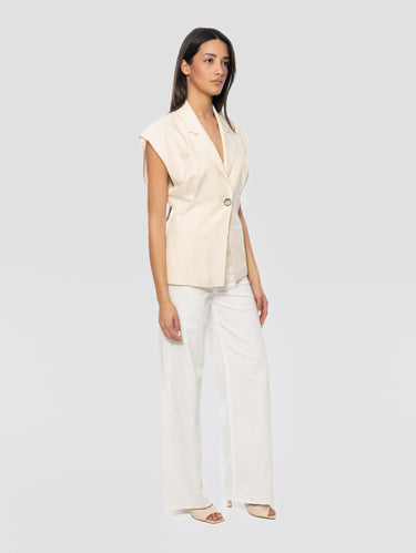 High-Waist Jeans mit weitem Bein in Weiß