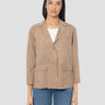 THE JACKIE-Giacca in Pelle Scamosciata Beige-TRYME Shop