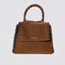 ORCIANI-Borsa Sveva a Mano Piccola in Pelle Scamosciata Tabacco-TRYME Shop