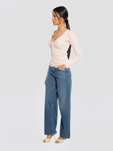 Jeans mit hoher Taille und geradem Bein Blau
