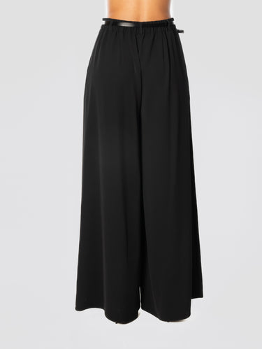 Palazzohose mit elastischem Bund in Schwarz