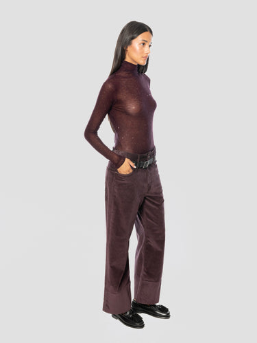Bordeauxfarbene Cropped-Hose aus Cord