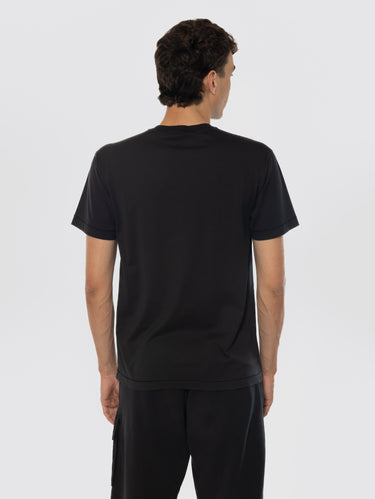 T-shirt met Patch Logo Compass op de Borst Zwart