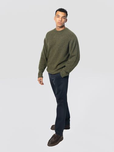 Pantalon habillé en satin de coton bleu