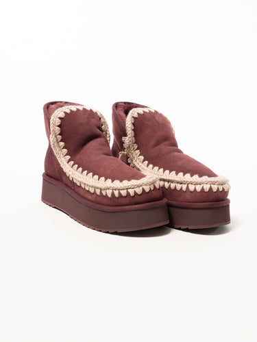 Stivaletto in Montone Mini Eskimo Platform Cabernet