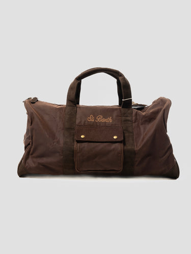 Borsone da Viaggio Jetleg in Tessuto Wax Marrone