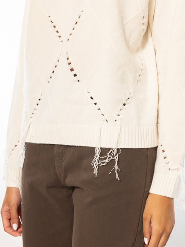 Pullover mit durchbrochenen Details in Beige