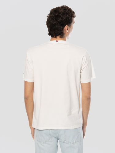 White T-Shirt with Gin Tonic Recipe Embroidery