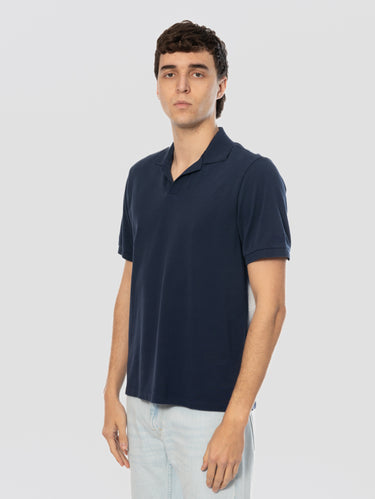 Navy Blue Cotton Piqué Polo