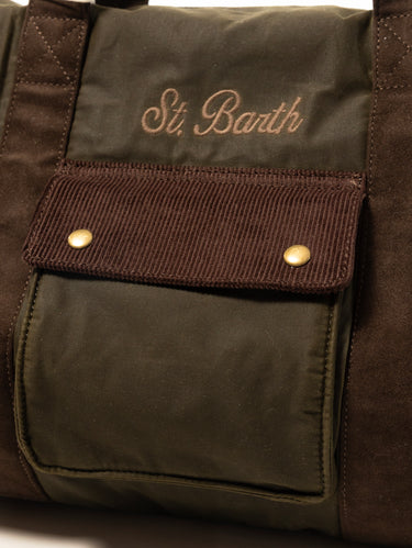 Borsone da Viaggio Jetleg in Tessuto Wax Verde Militare