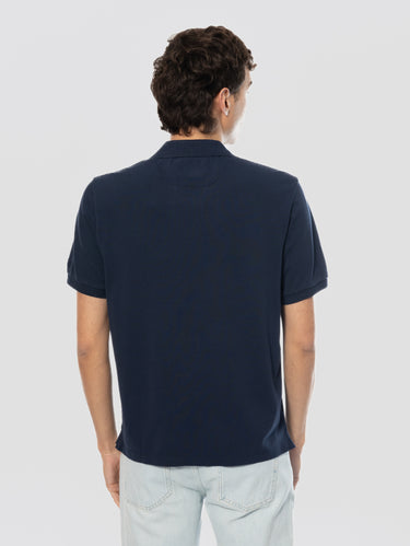 Navy Blue Cotton Piqué Polo