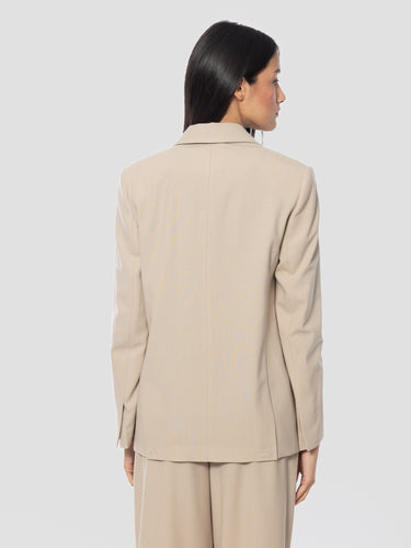 Blazer Oversize con Ampio Revers Beige/Argilla