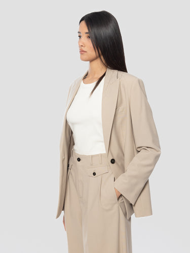 Blazer Oversize con Ampio Revers Beige/Argilla