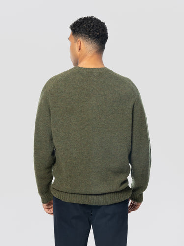 Pull à col rond à manches raglan en alpaga vert