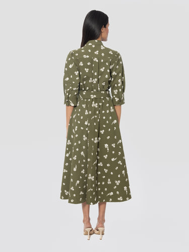 Floral Print Shirt Dress Green