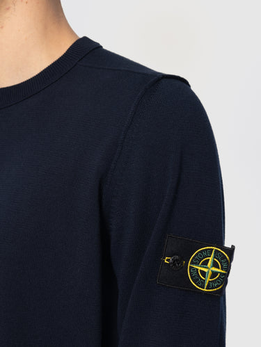 Blue Fine Gauge 14 Cotton Crew Neck Sweater